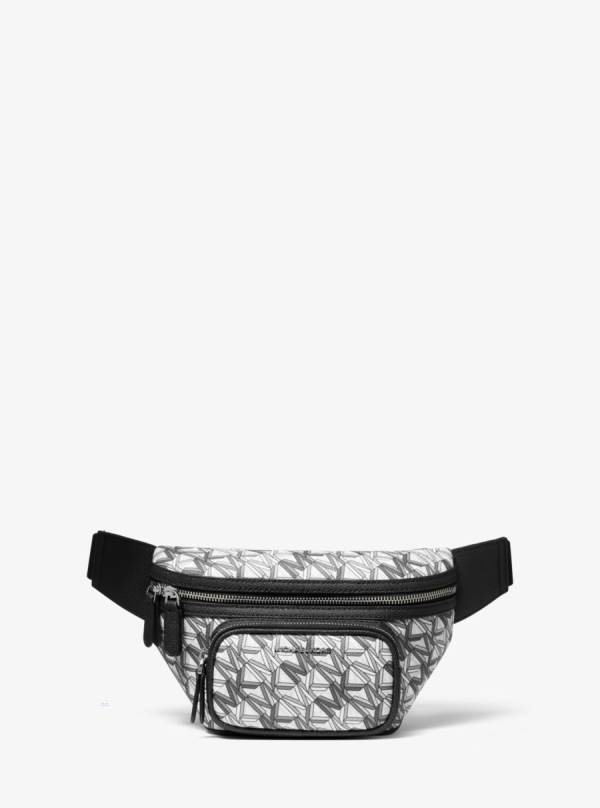 Panske Taška Na Opasok Michael Kors Hudson Graphic Logo Sling Pack Biele Čierne - Tasky Michael Kors Obchod | GPWAQ-5186